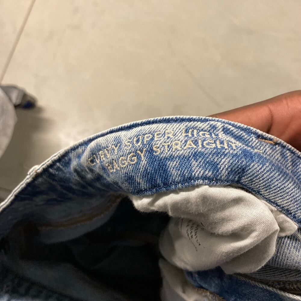 Y2K American eagle ripped baggy jeans 34x32 - Picture 4 of 6